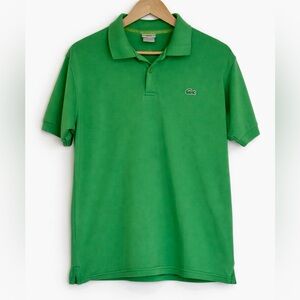 Lacoste Men's Classic Green Pique Polo Shirt - Large Logo on back - Medium